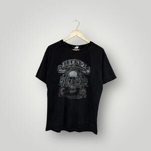 Lucky 7 Live To Ride Skull Graphic T Shirt Black Short Sleeve Biker Tee Adult L